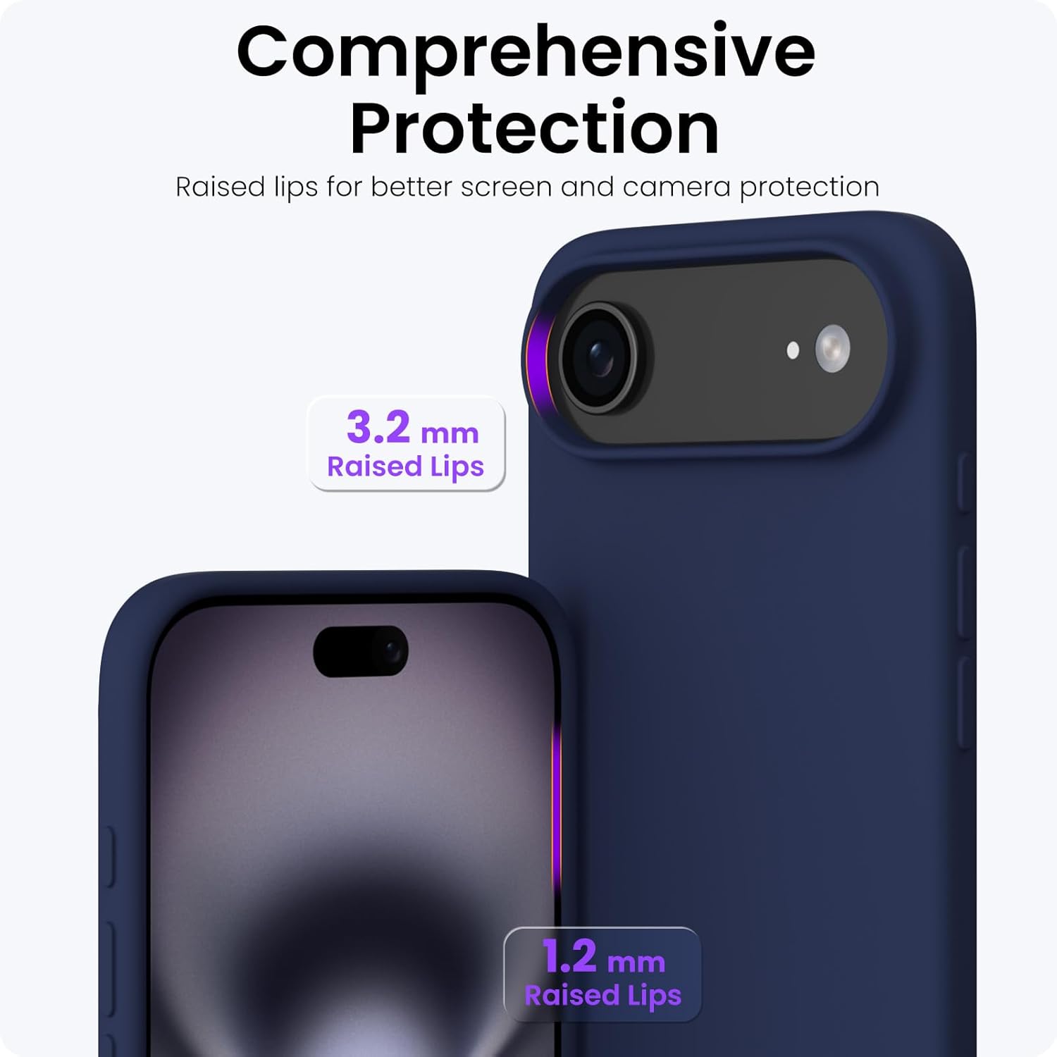Husa pentru iPhone 17 Air, SIlicon Catifelat Cu Interior Microfibra, Bleumarin