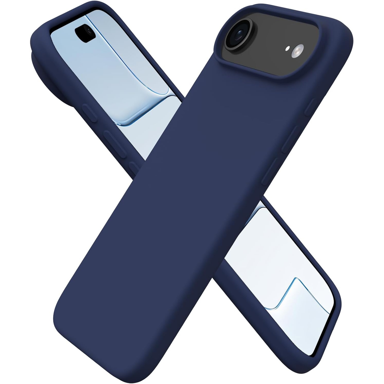 Husa pentru iPhone 17 Air, SIlicon Catifelat Cu Interior Microfibra, Bleumarin