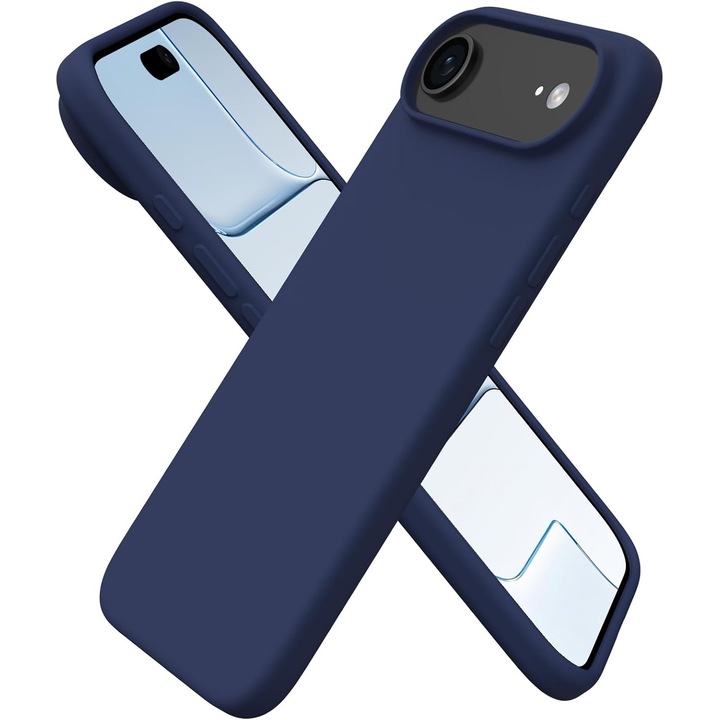 Husa pentru iPhone 17 Air, SIlicon Catifelat Cu Interior Microfibra, Bleumarin