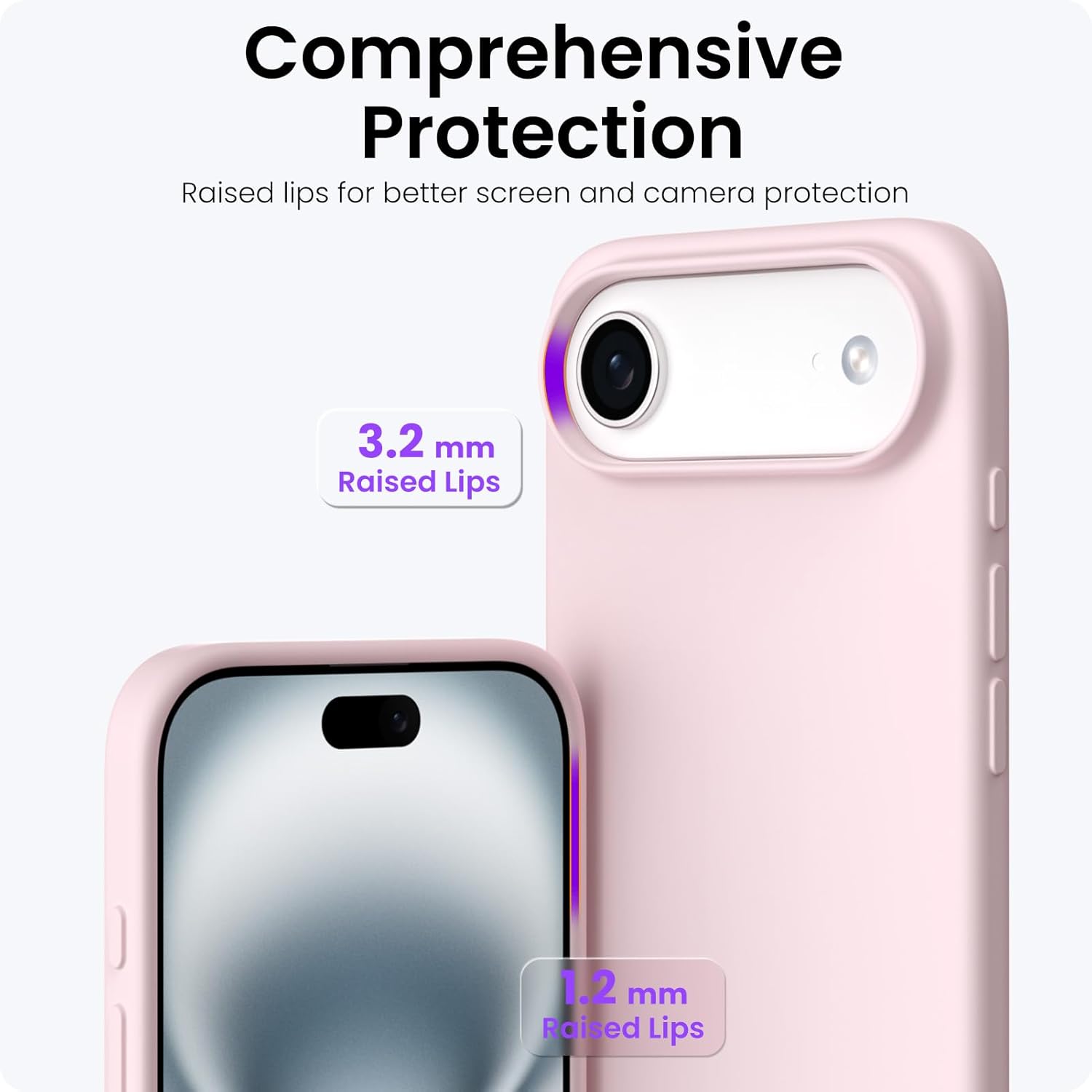 Husa pentru iPhone 17 Air, SIlicon Catifelat Cu Interior Microfibra, Roz deschis