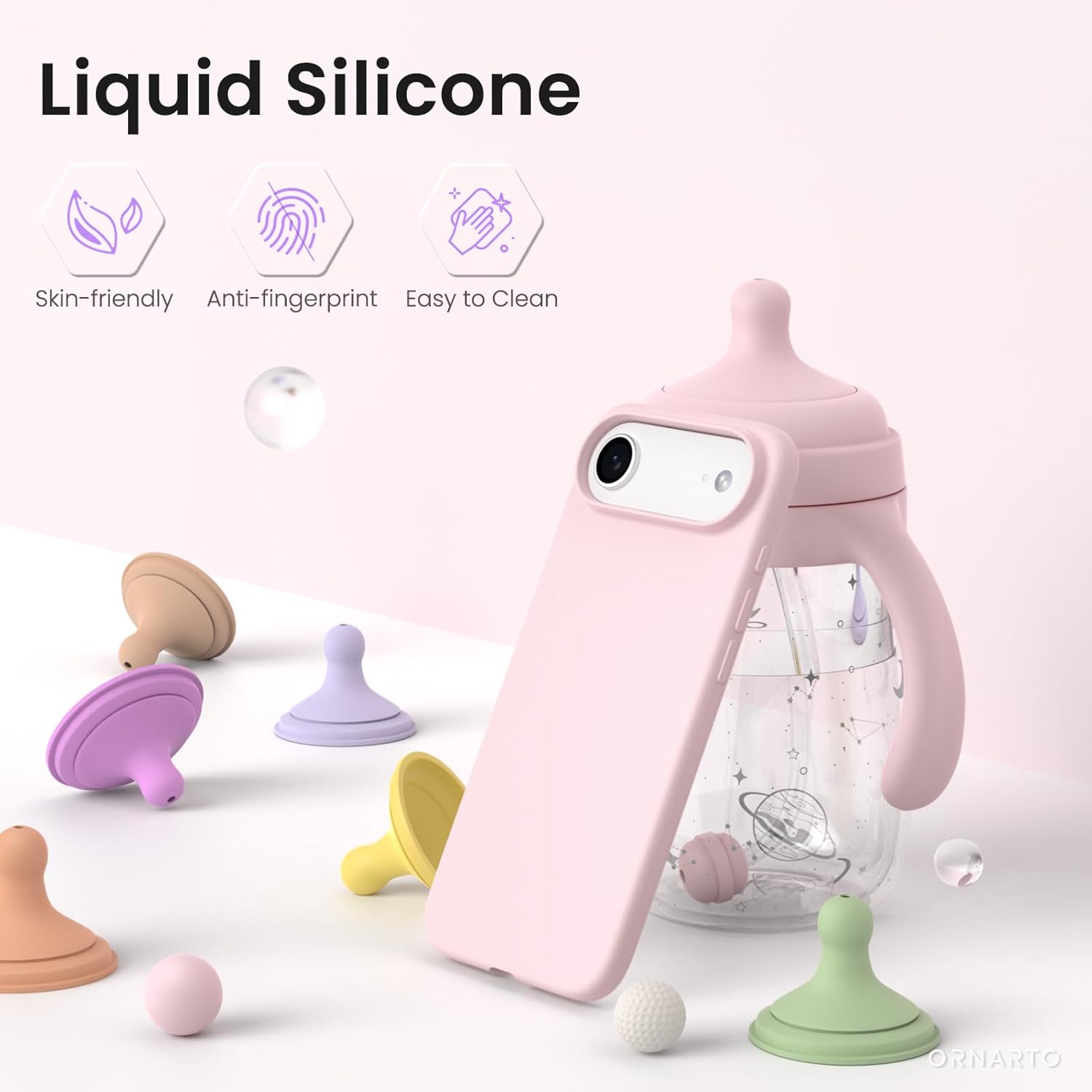 Husa pentru iPhone 17 Air, SIlicon Catifelat Cu Interior Microfibra, Roz deschis