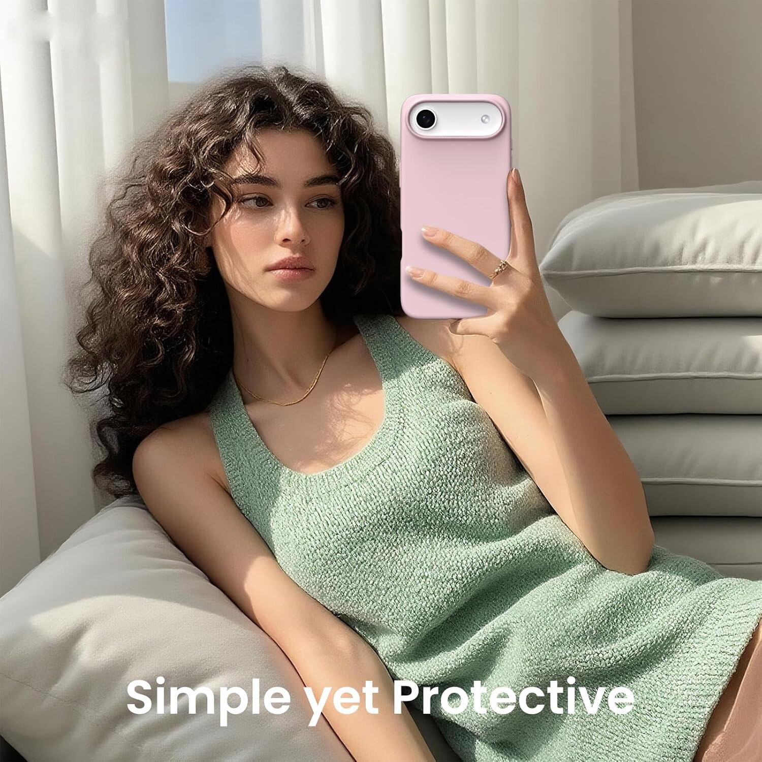 Husa pentru iPhone 17 Air, SIlicon Catifelat Cu Interior Microfibra, Roz deschis