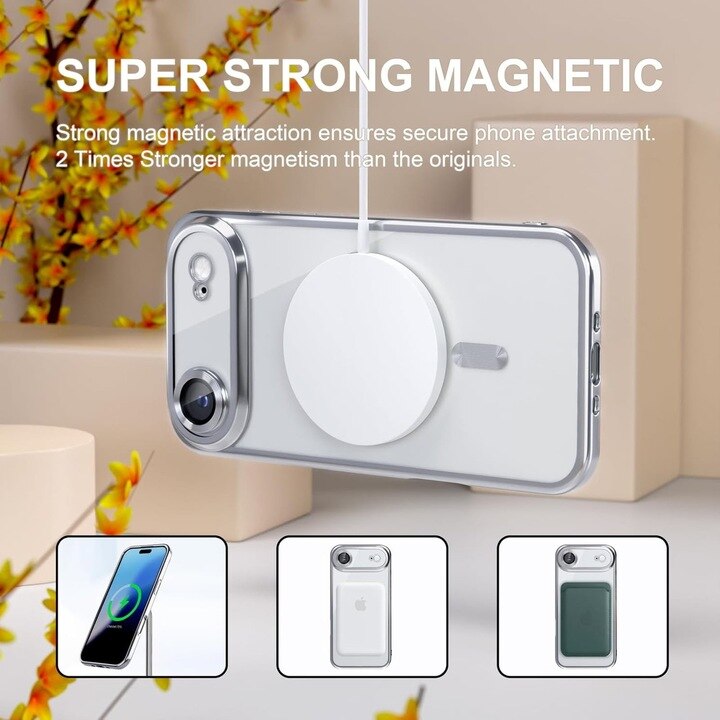 Husa pentru iPhone 17 Air, cu protectie pentru camera, compatibila cu incarcare MagSafe, rezistenta la socuri, contur Argintiu