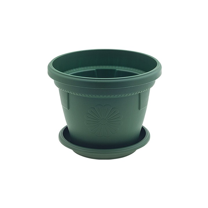 Ghiveci plastic Gerbera DRINA ф12cm cu farfurie Verde