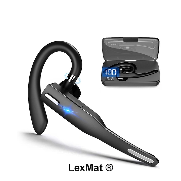 LexMat® YYK-525 Bluetooth 5.3 vezeték nélküli fülhallgató, 12 órás üzemidő, Type-C töltőtok, vízálló, Siri hangasszisztens, fekete
