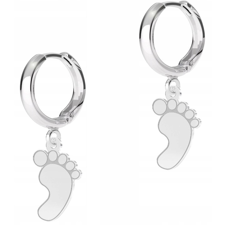 Női fülbevaló, Larezo, Babalábak, 925-ös ezüst, Horogmagasság 17 mm x Medálmagasság 15 mm, Angol horogzár, Prémium ékszerdoboz csomagolás, Ezüst