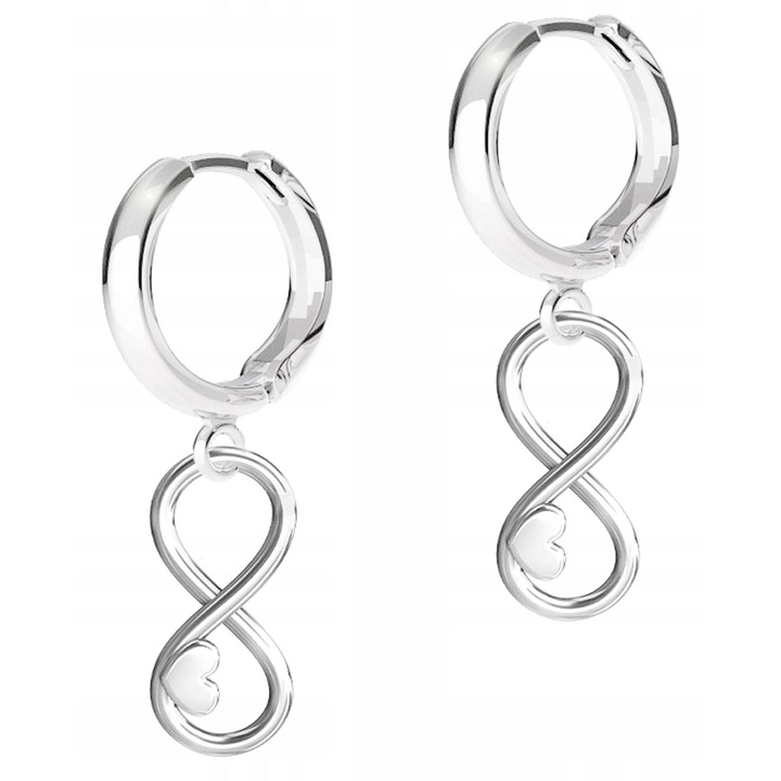 Női fülbevaló, Larezo, Végtelen, 925-ös ezüst, Bigla magassága 17 mm x Medál magassága 7.60 mm, Angol kampós záródás, Prémium ékszerdoboz csomagolás, Ezüst