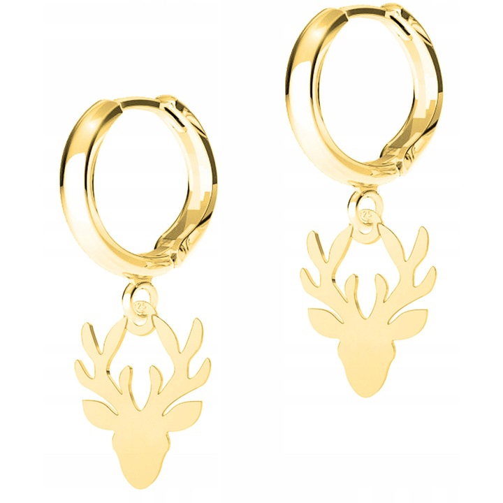 Női fülbevaló, Larezo, Szarvasagancs, 925-ös ezüst, 585-ös arannyal bevonva, Angol kampós záródás, Prémium ékszerdoboz csomagolás, Női, Arany