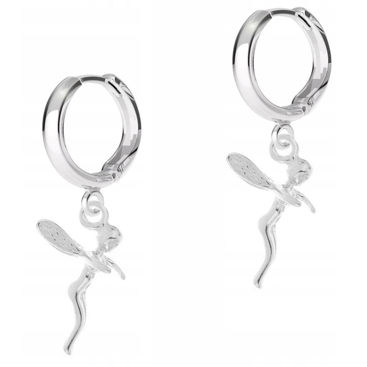 Cercei Dama, Larezo, Zana, Argint 925, Inaltime Bigla 17 mm x Inaltime Pandantiv 18 mm, Inchidere Carlig Englezesc, Ambalaj Cutie Pentru Bijuterii Premium, Argintiu