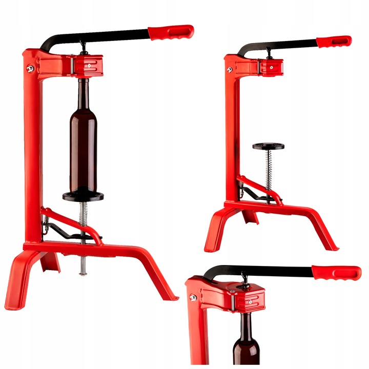 Машина за затваряне с един крак, метална, регулиране на височината, ергономична дръжка, ефективно и плътно затваряне, лесно приложение, полуавтоматична, 70 x 38 см, червена