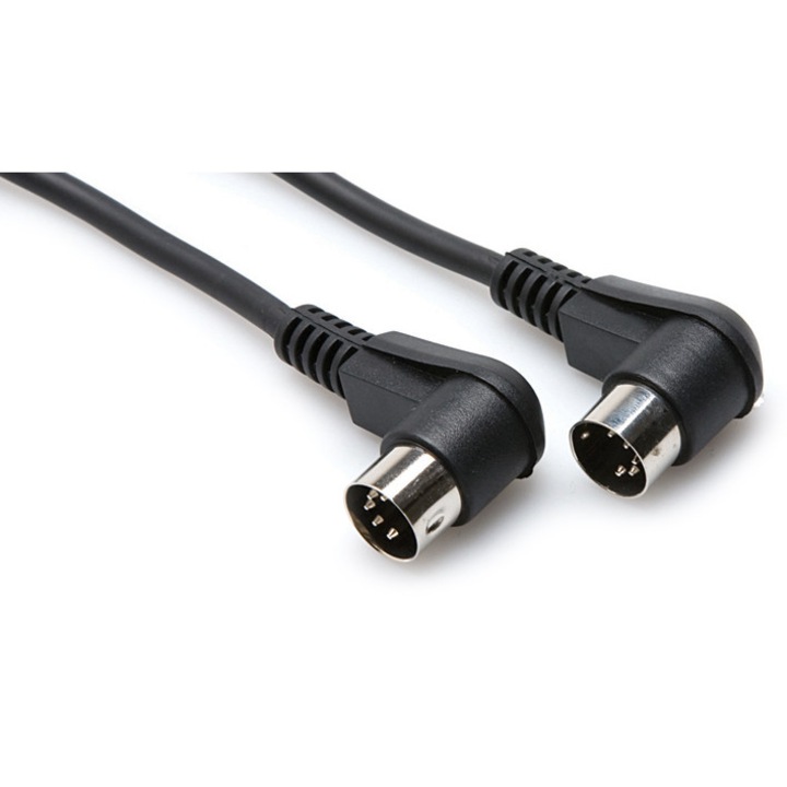 Hosa MID 310 RR Black - MIDI kábel, 5 tűs Din, 90 fokos - 3m