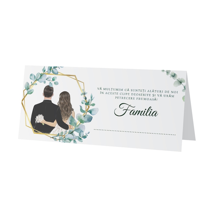 Plic de bani pentru nunta, model elegant mire si mireasa, mesaj de multumire