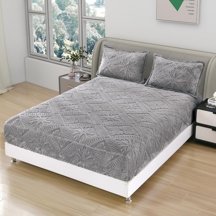 Husa de Pat Cocolino Premium, 180x200 cm, Model Luxos cu Imprimat 3D, Extra Moale si Calduroasa, Ideala pentru Iarna