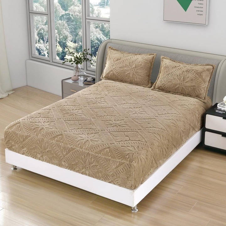 Husa de Pat Cocolino Premium, 180x200 cm, Model Luxos cu Imprimat 3D, Extra Moale si Calduroasa, Ideala pentru Iarna