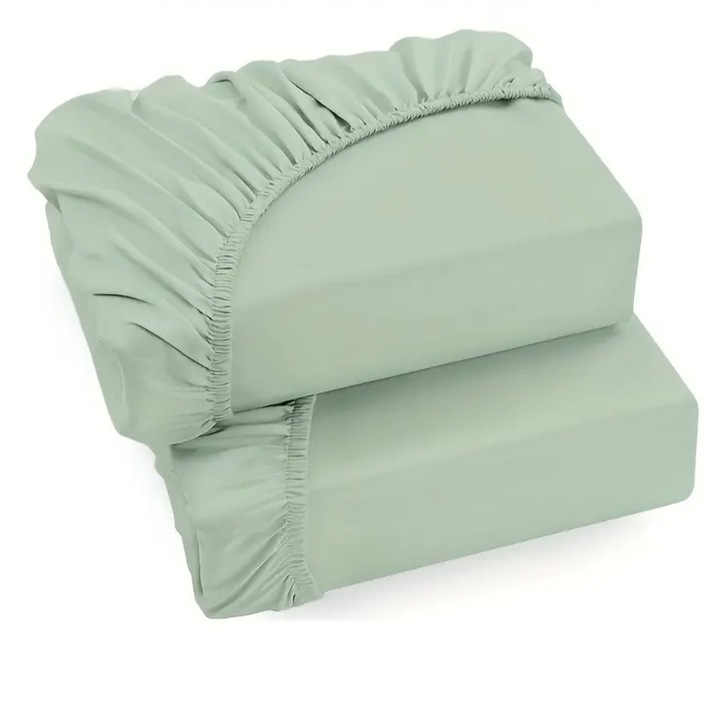 Cearsaf de pat bumbac 100% cu elastic, calitate superioara, 160 x 200 X 30 cm culoare Kaki
