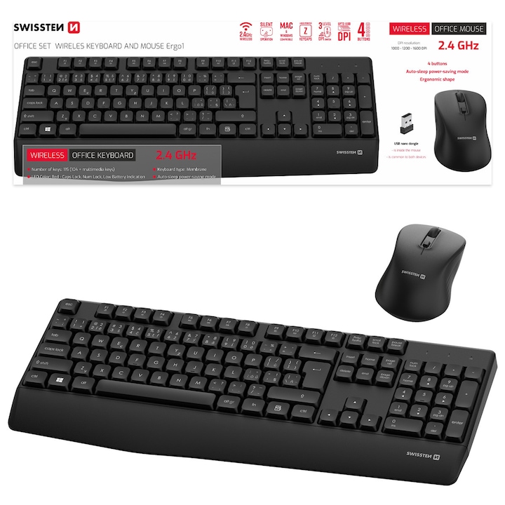 Set tastatura si mouse, Logitech, Negru