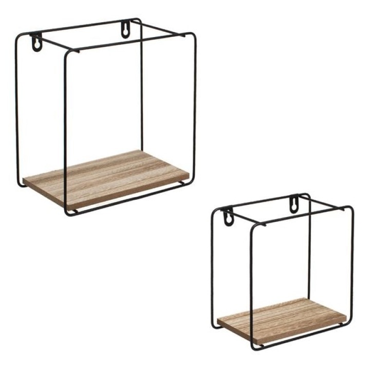 1 Комплект от 2 Декоративни висящи рафта от MDF с метална рамка, квадратни размери