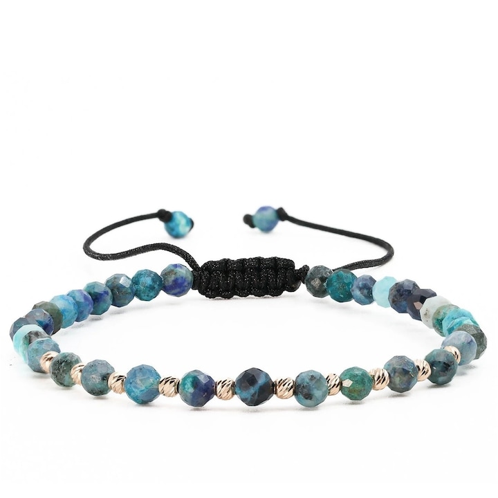 Karkötő 10 db 14k aranygolyóval és fazettált krizokolla gömbökkel