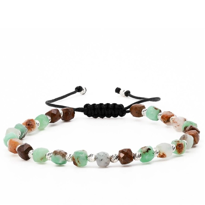 Karkötő 26 db 925-ös ezüstgolyóval, krizoprázzal és bronzittal