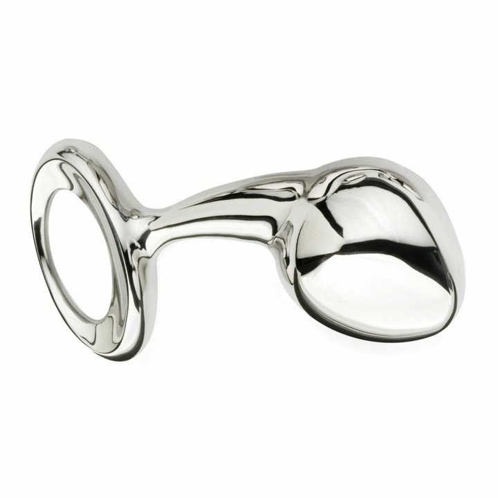 Анален накрайник njoy Pure Plug Large, ергономичен модел, голям размер, сребрист