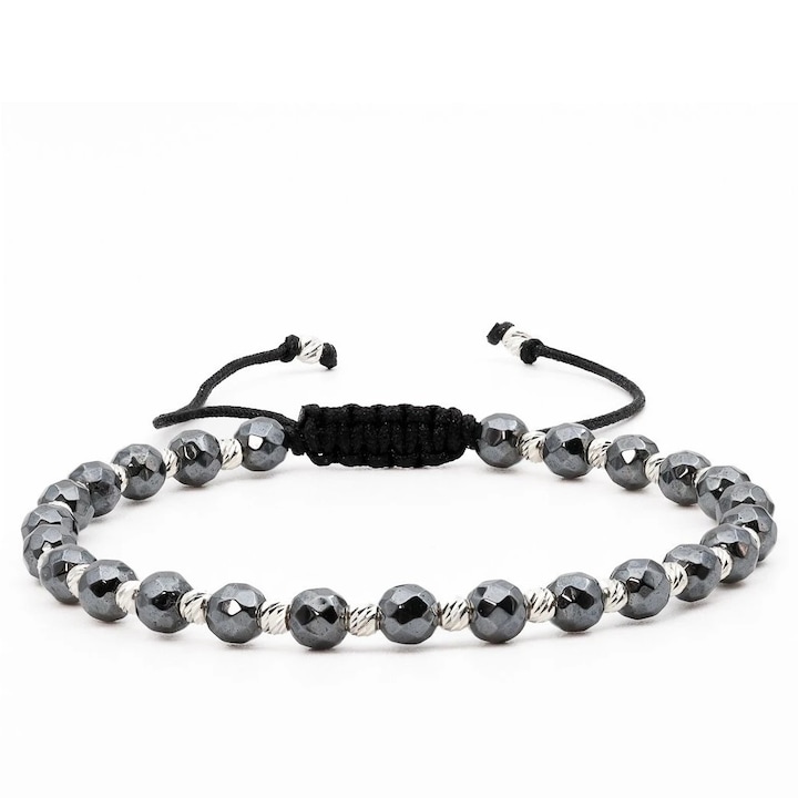 Karkötő 26 db 925-ös ezüstgolyóval és fazettált hematit gömbökkel