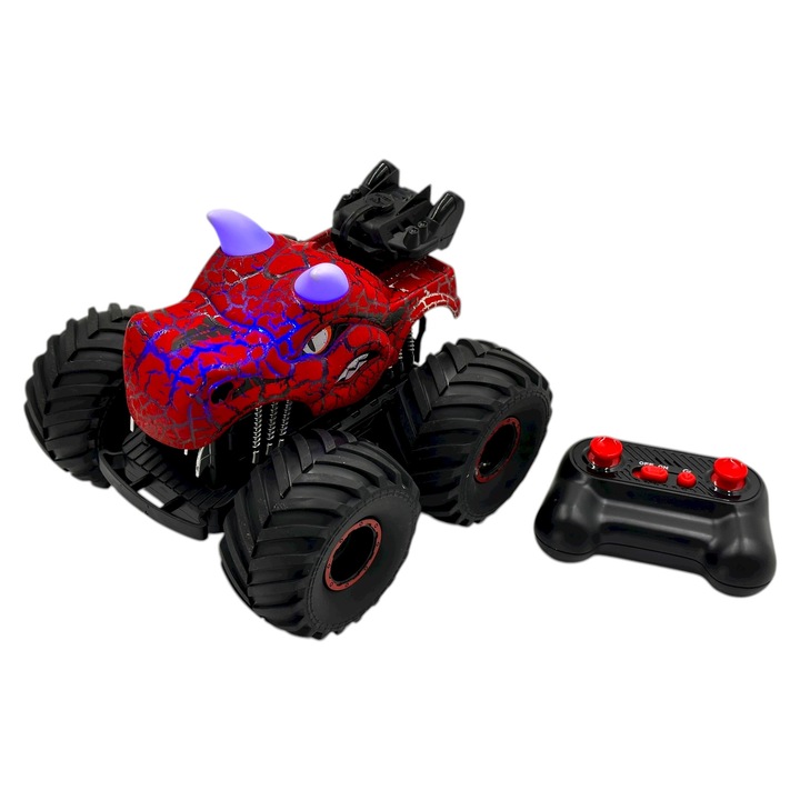 Masina de jucarie Monster Truck cu telecomanda, abur si lumini, 360 grade, multicolor