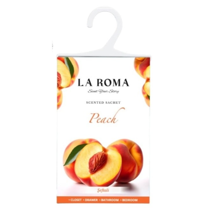 Saculet Parfumat La Roma – Aroma de Piersica Catifelata, Prospetime Fructata pentru Dulapuri, Sertare si Spatii Interioare, Inspirat din Vara Italiana