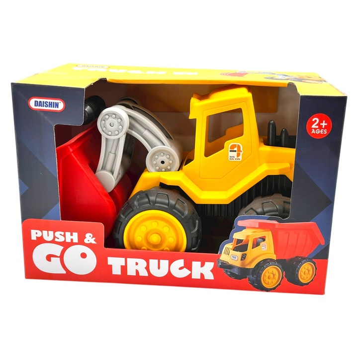 Camion de construcții, 1:125, plastic, 45x25cm, pentru copii, cu mânere de control