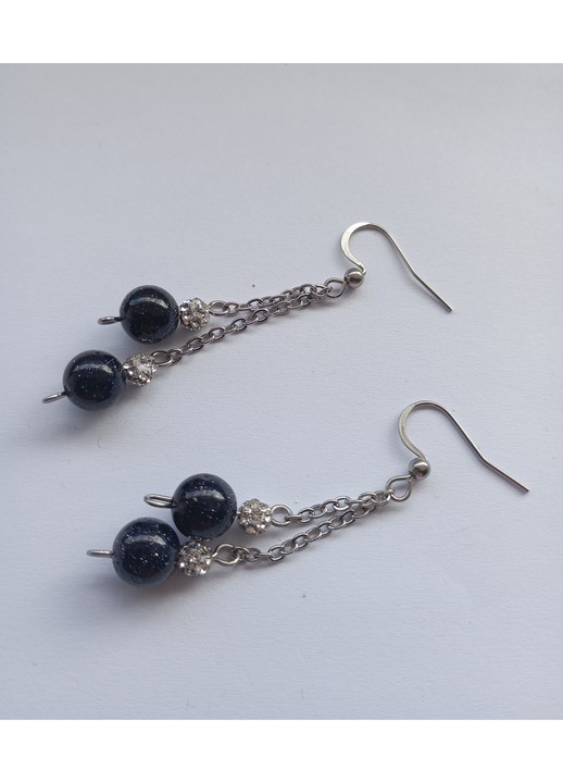 Обеци със Слънчев камък и кристали