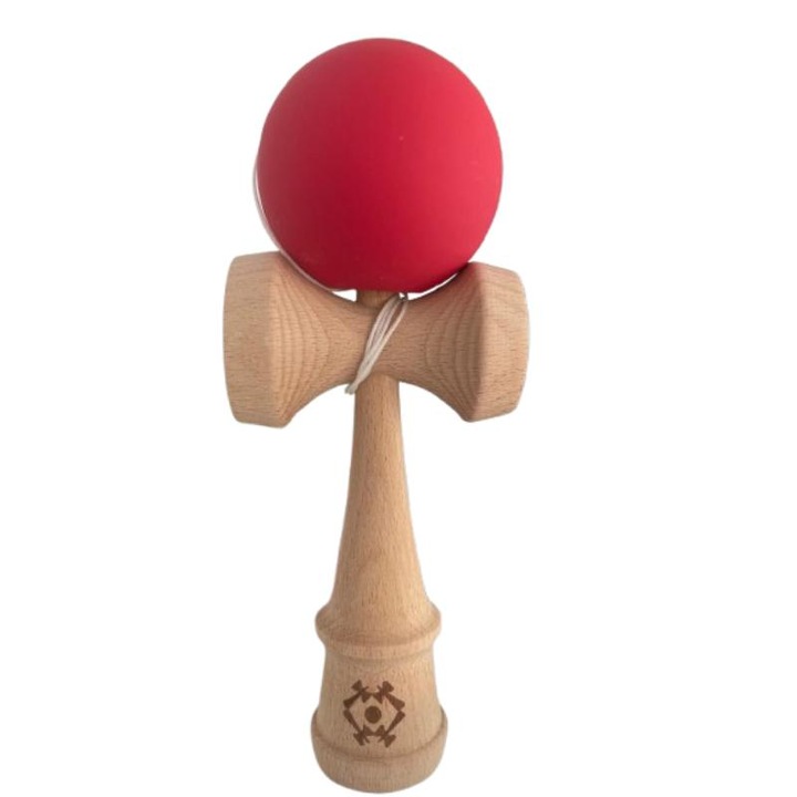 Professzionális Kendama, Fa golyó szilikon réteggel, piros, 27KD, 7 év+