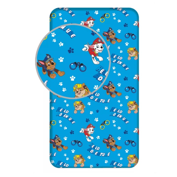 Cearsaf cu elastic, Almido, Patrula Catelusilor Hello Adventure 90x200 cm