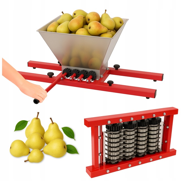 Tocator de Fructe, Manual, Otel Inoxidabil, Actionare Manuala Prin Manivela, Eficienta Ridicata, Pentru Producerea Vinului, Greutate 14 kg, Dimensiuni 100 x 34 x 43 cm, Capacitate 15 l