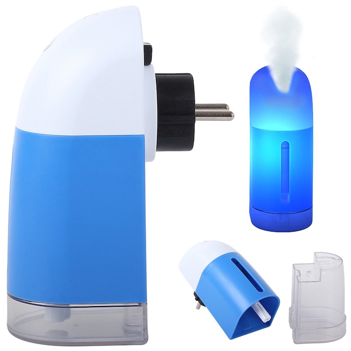 Umidificator cu difuzor de aromaterapie, 3 functii de iluminare, plastic, 20x20x20cm, capacitate rezervor 350ml