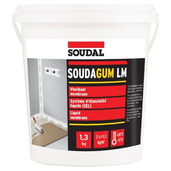 Hidroizolatie pasta flexibila PENSULABILA pentru cabine dus, Soudagum Professional 1.3 kg