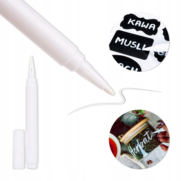 Маркер с креда за многократна употреба, който може да се изтрива, за черни дъски, за самозалепващи етикети, лесен за използване, ABS пластмасов материал, бял цвят, за многократна употреба, универсален, 12.5 x 120 мм, бял