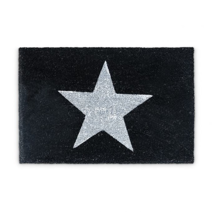 Kókuszrost lábtörlő B2X, fekete fehér csillaggal, 62x42cm