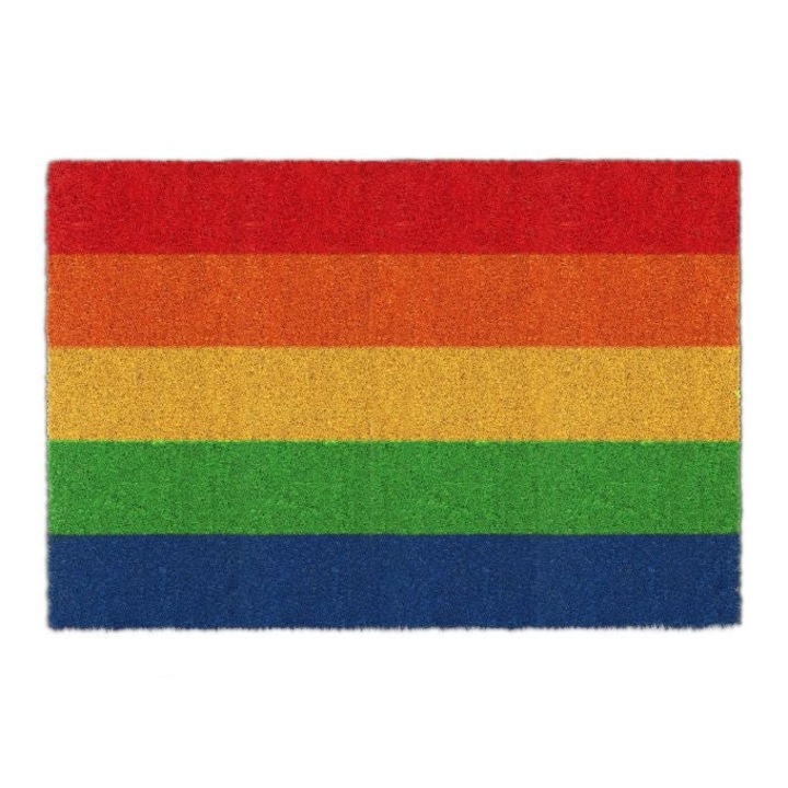 Szivárványos kókuszrost lábtörlő, Northio, 62x41.4x2cm, csúszásgátló, beltéri és kültéri használatra