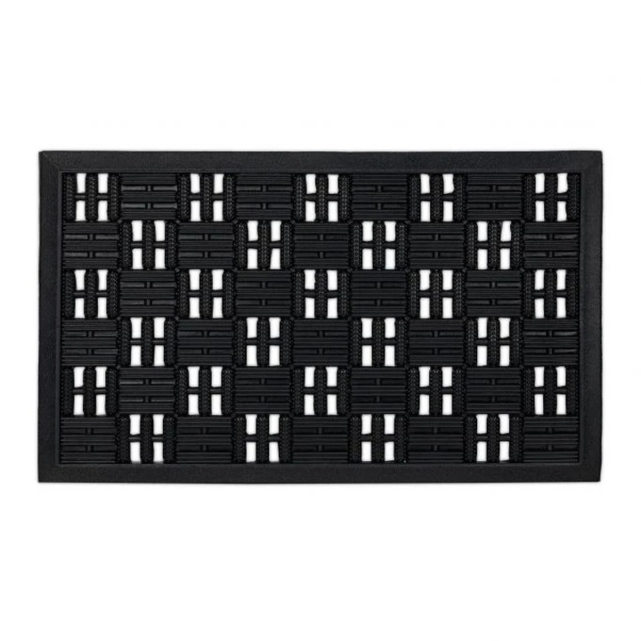 B2X bejárati szőnyeg, gumi, csúszásmentes, fekete, 77x47x2cm