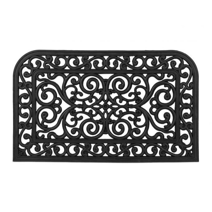 B2X fekete gumi bejárati szőnyeg 76,5x47cm dekoratív díszítéssel