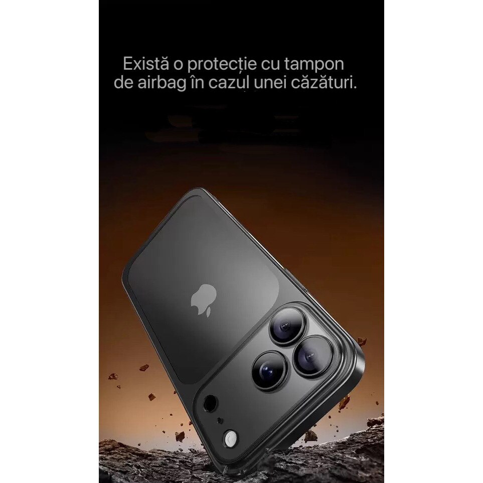 Husa pentru iPhone 17 Pro cu protectie pentru lentile si Anti-ingalbenire, Placa din spate transparenta, Argintiu,1 protector de ecran din sticla temperata si 1 set de unelte pentru instalare