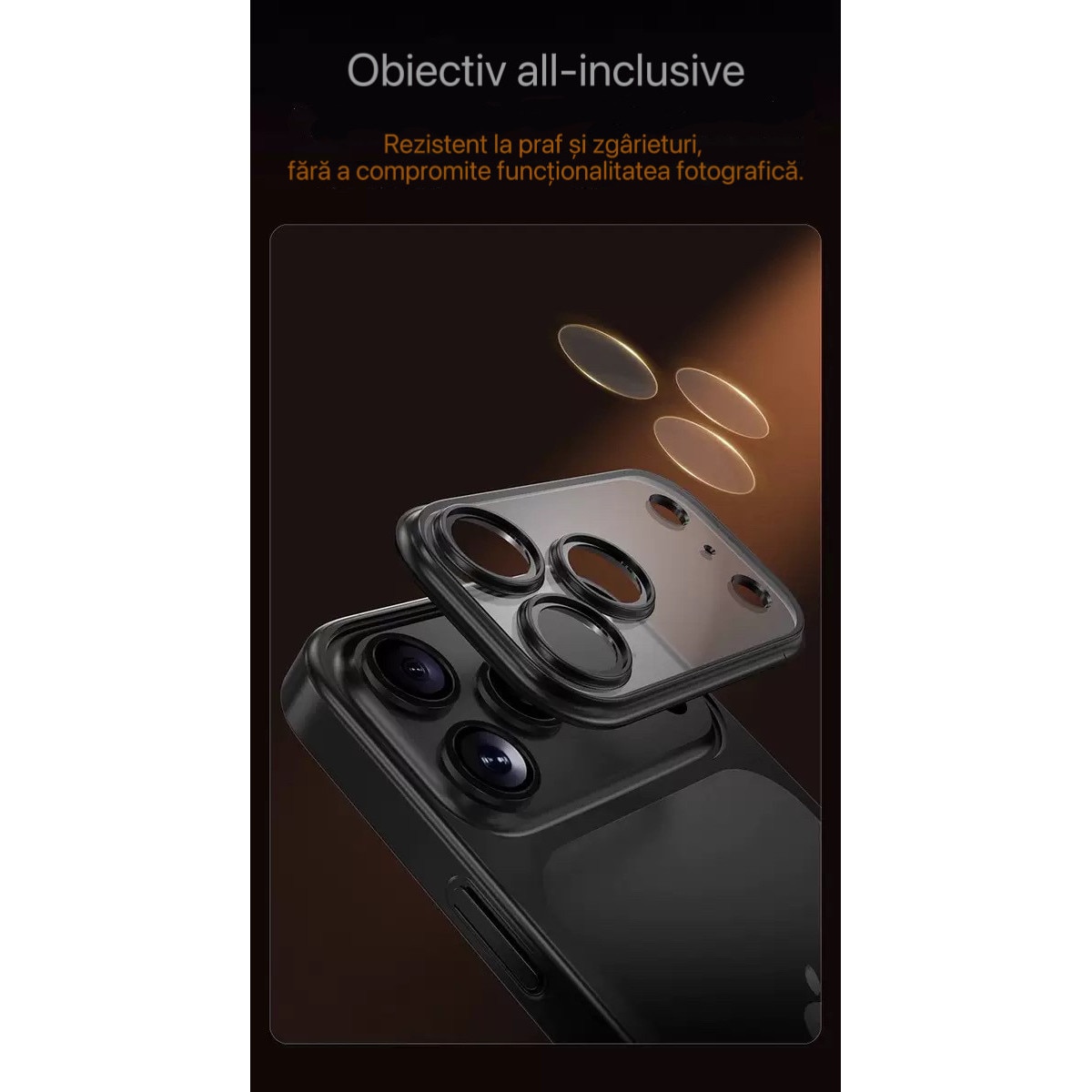 Husa pentru iPhone 17 Pro cu protectie pentru lentile si Anti-ingalbenire, Placa din spate transparenta, Argintiu,1 protector de ecran din sticla temperata si 1 set de unelte pentru instalare
