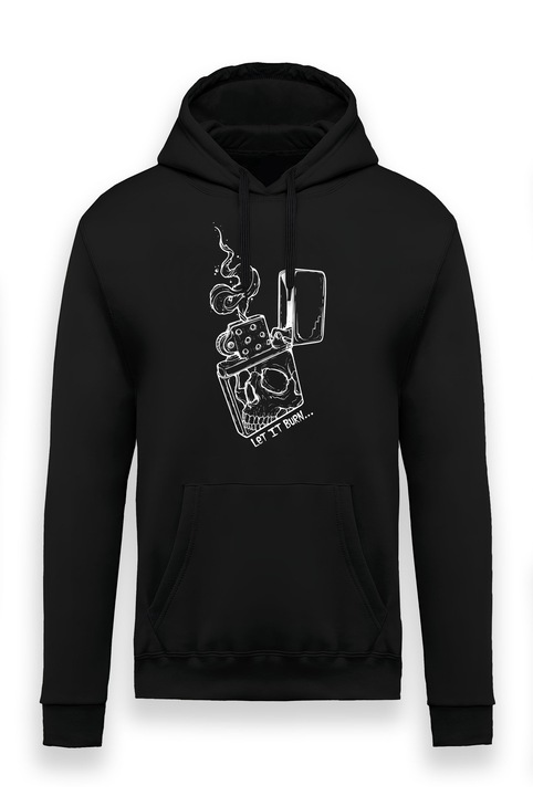 Hanorac Bărbați Casual LET IT BURN, Negru