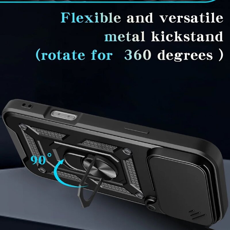 Husa telefon Mat-Tech compatibila cu iPhone 17 Pro Max, Protectie Camera, Inel, Magnet, Anti-Shock, Rugged Protection, Negru