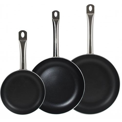 Set de 3 tigai Bergner, Aluminiu, Fara capac, Negru
