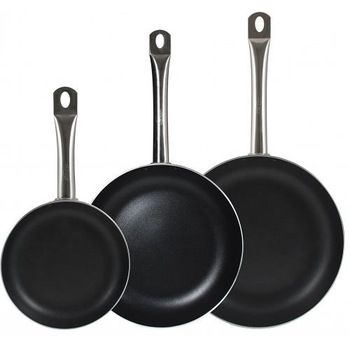 Set de 3 tigai Bergner, Aluminiu, Fara capac, Negru Set de 3 tigai Bergner, Aluminiu, Fara capac, Negru