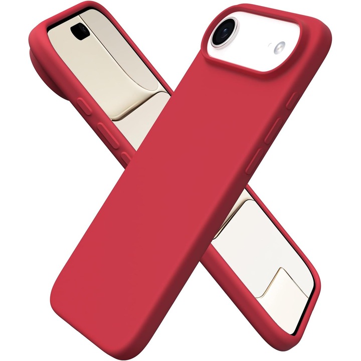 Husa pentru iPhone 17 Air, SIlicon Catifelat Cu Interior Microfibra, Rosu