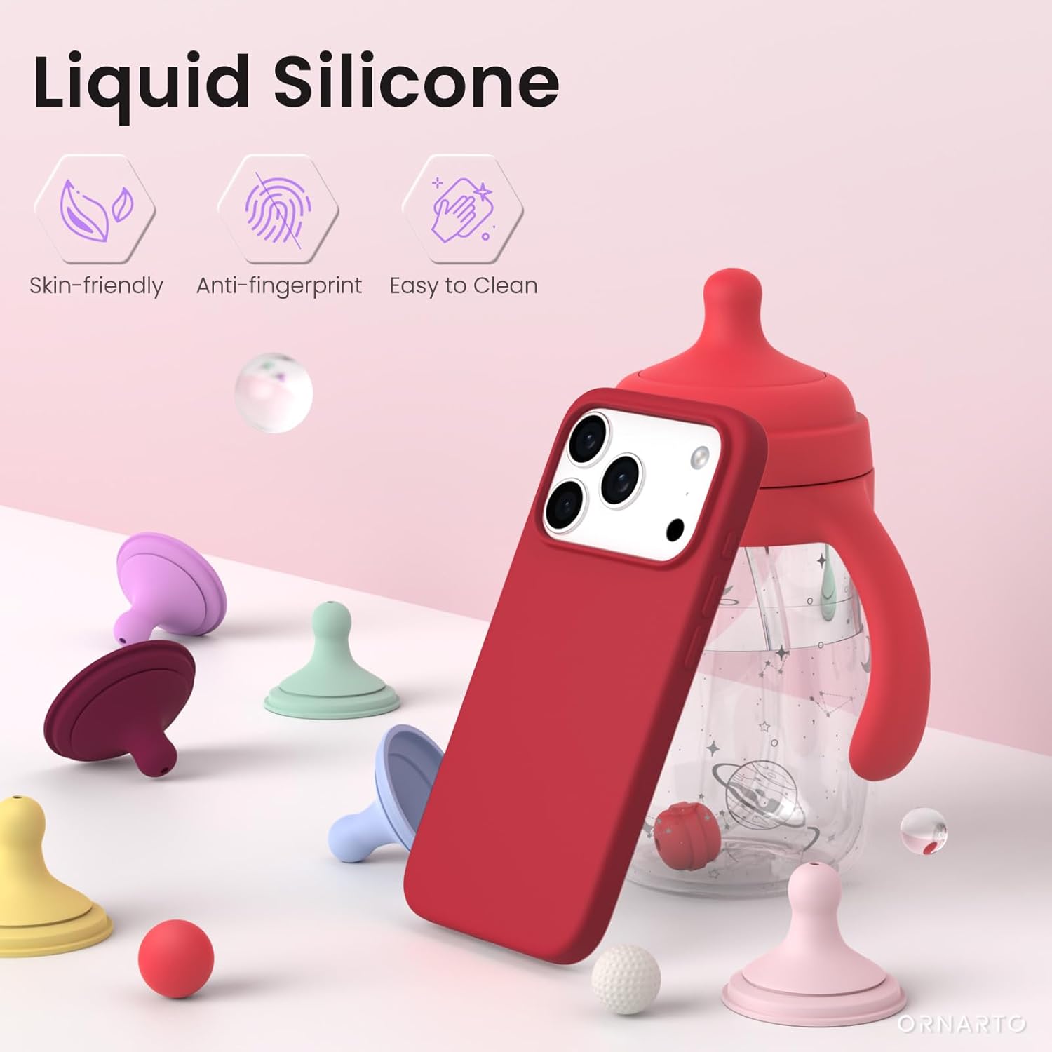 Husa pentru iPhone 17 Pro Max, SIlicon Catifelat Cu Interior Microfibra, Rosu