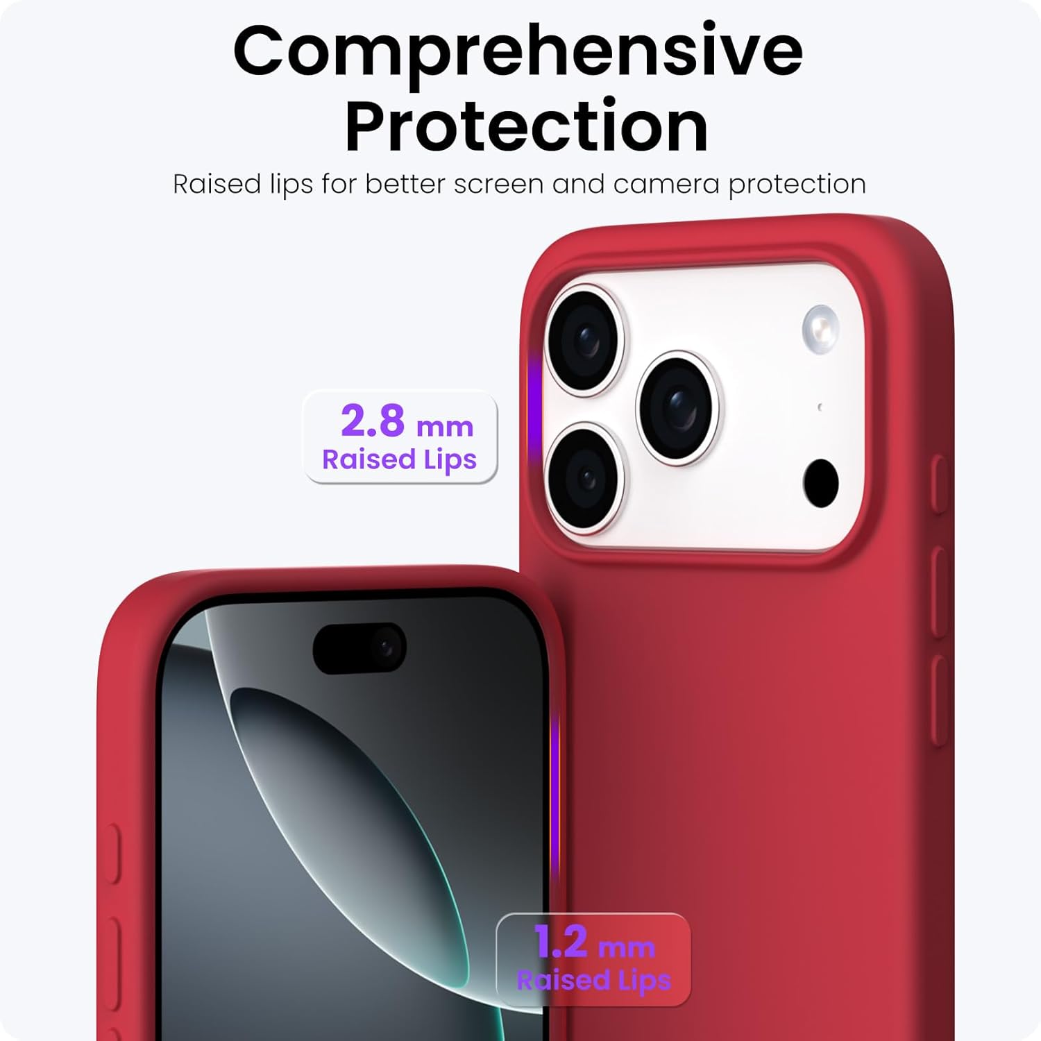 Husa pentru iPhone 17 Pro Max, SIlicon Catifelat Cu Interior Microfibra, Rosu