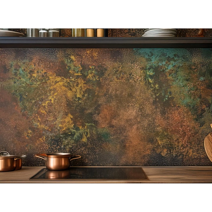 Panou Decorativ din Cupru 100 x 50 cm – Savage Copper Bloom Arta de Perete Metalica Realizata Manual – Decor Rustic cu Patina – Accent Modern pentru Bucatarie si Casa