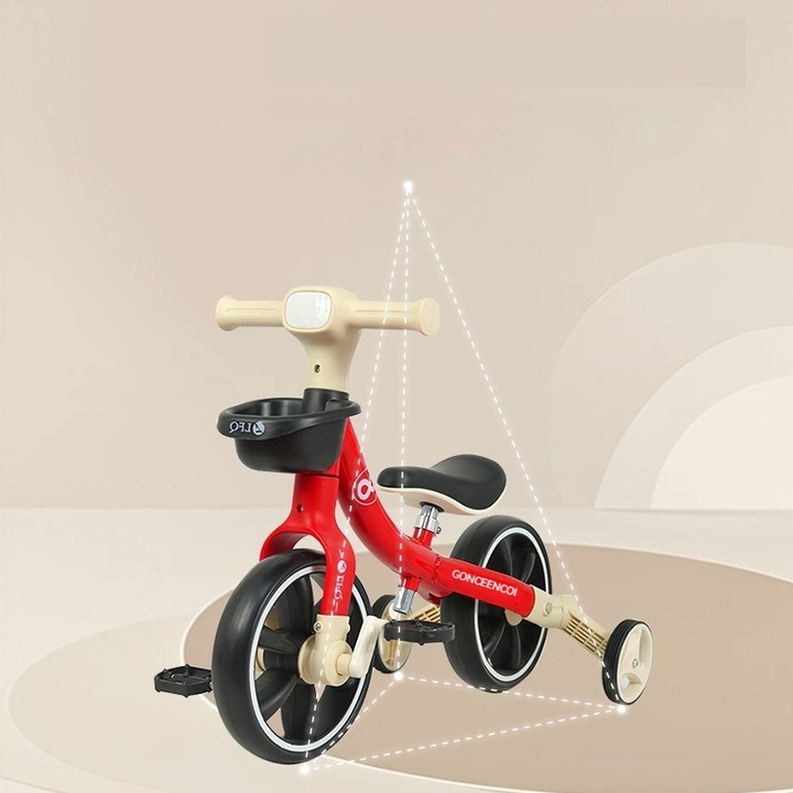 Разглобяема триколка 3 в 1, кола за баланс, тротинетка, със светлина, музика и регулируема седалка